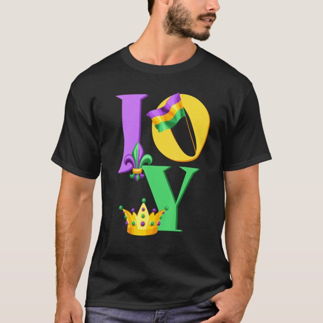 Camiseta Mardi Gras JOY, Mardi Gras JOY AMA MÚSICA, engraça (Frente)