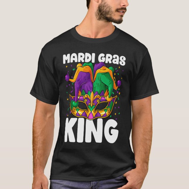 Camiseta Mardi Gras King Costume Jester Outfit Kids Boy Men (Frente)