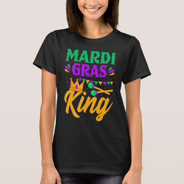 Camiseta Mardi Gras King New Orleans Mardi Gras Gordura Mas (Frente)