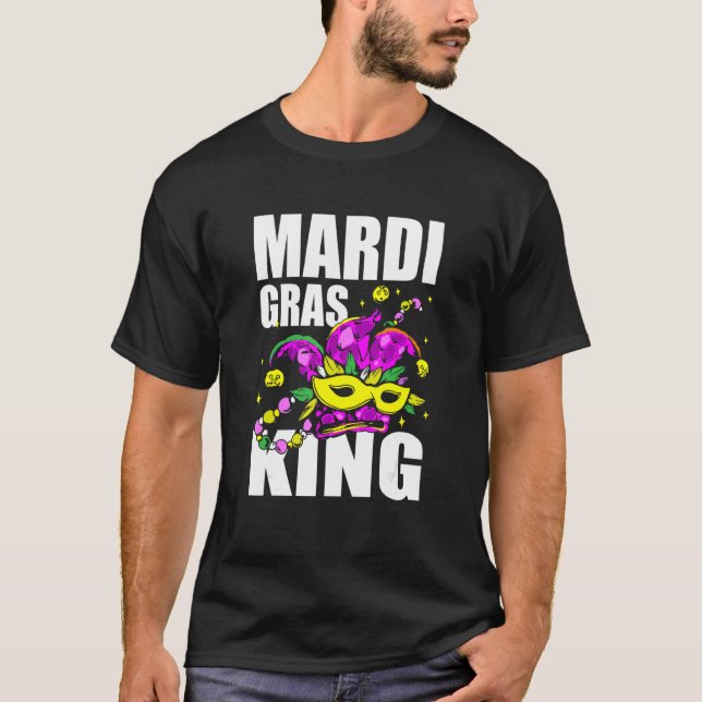 Camiseta Mardi Gras King Shenanigan Feijão Mascarada (Frente)
