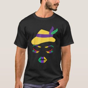 Camiseta Mardi Gras Lábios Mulher Carnavalesca Masquer