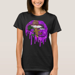 Camiseta Mardi Gras Lábios Queen Carnival Costume Purple &