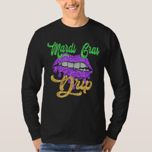 Camiseta Mardi Gras Lábios Queen Carnival Costume Purple &