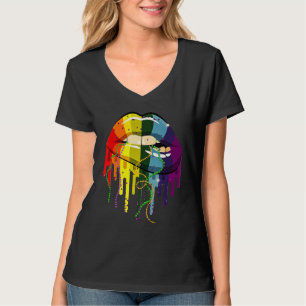 Camiseta Mardi Gras Lábios Rainha Carnaval Figurume Mardi G