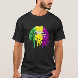 Camiseta Mardi Gras Lábios Rainha Carnaval Fosse Engraçado