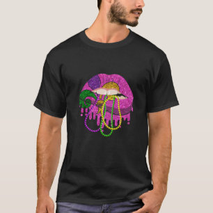 Camiseta Mardi Gras Lábios Rainha Figurino Púrpura