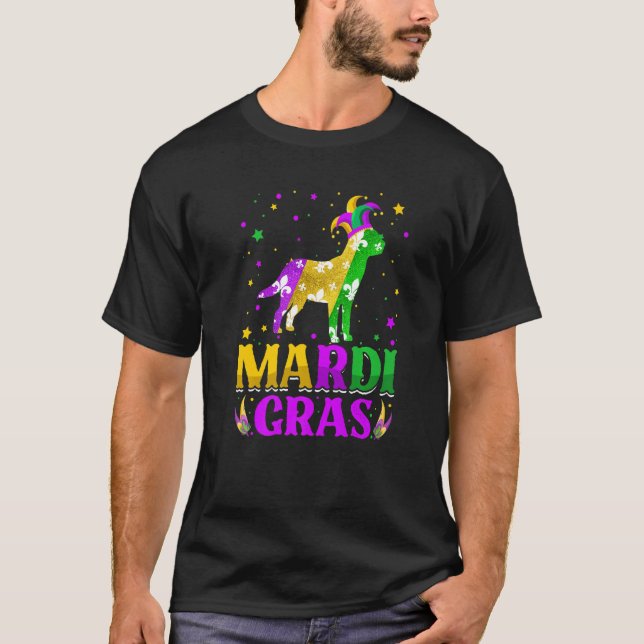 Camiseta Mardi Gras Labrador Cão Lover Carnaval Jester Prem (Frente)