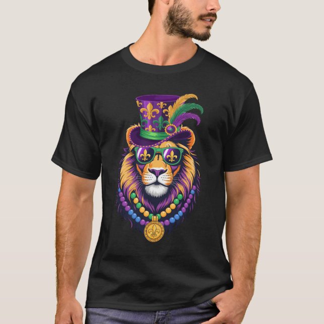 Camiseta Mardi Gras Lion Costume Men Women Mardi Gras Shirt (Frente)