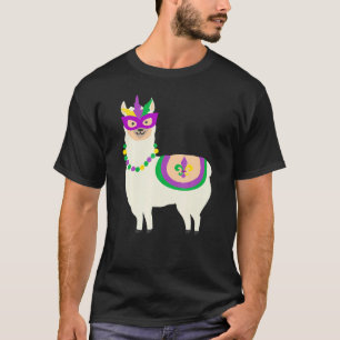 Camiseta Mardi Gras Llama Carnaval Festa de terça-feira