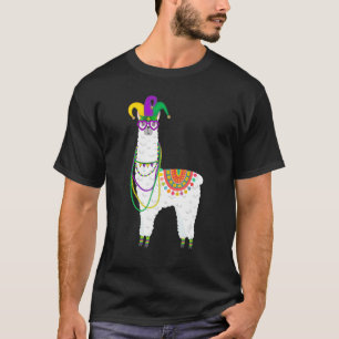 Camiseta Mardi Gras Llama Festa de Carnaval Fat Terça-feira
