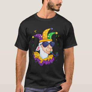 Camiseta Mardi Gras Llama Mardi Gras Bead Llama Lover Costu