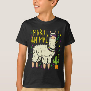 Camiseta Mardi Gras Llama Partido Animal Funny Alpaca Carni