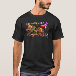 Camiseta Mardi Gras Louisiana Crawfish Crocodilo Pelican