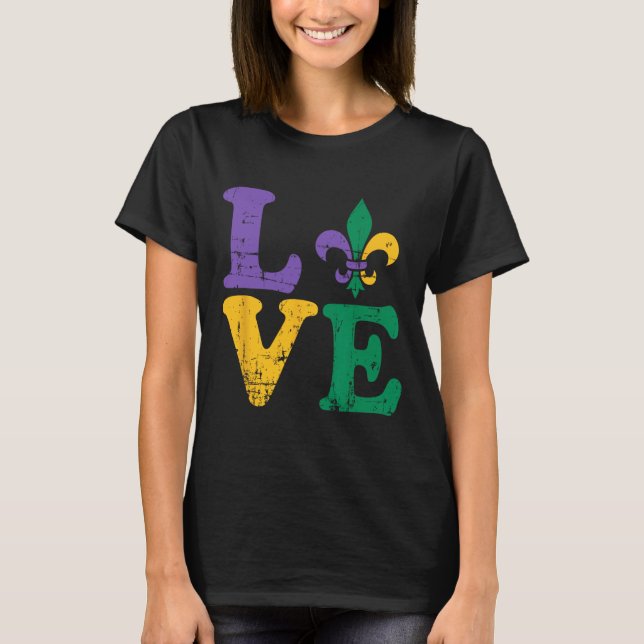 Camiseta Mardi Gras Love Fleur De Lis (Frente)