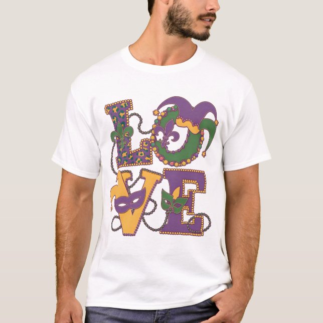 Camiseta Mardi Gras Love-Love in Bloom - Mardi Gras Themed (Frente)