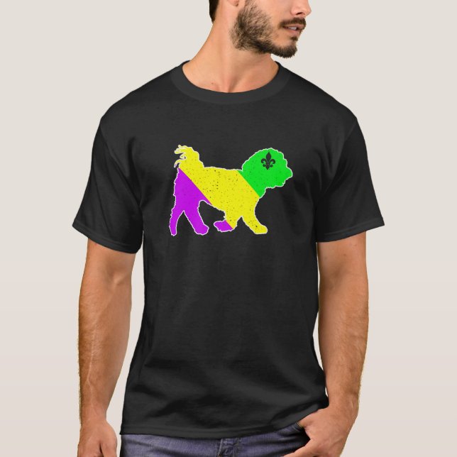 Camiseta Mardi Gras Maltês Cachorro Engraçado Cachorro (Frente)