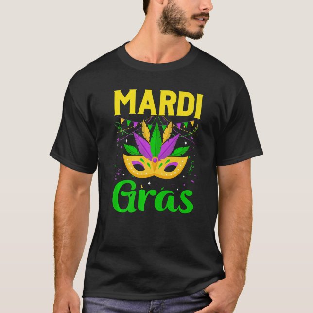 Camiseta Mardi Gras Mask Beads Carnival Costume New Orleans (Frente)