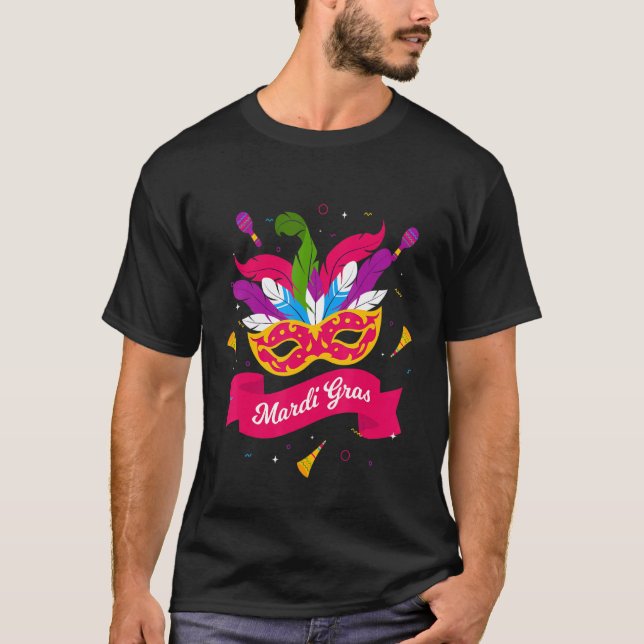 Camiseta Mardi Gras Mask Carnival Costume (Frente)