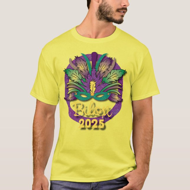 Camiseta Mardi Gras Mask T-shirt 2025 - Biloxi (Frente)