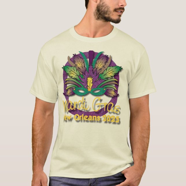 Camiseta Mardi Gras Mask T-shirt 2025 - New Orleans (Frente)