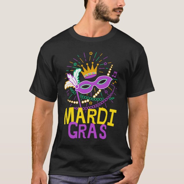 Camiseta Mardi Gras Masquerade Mardi Parade Costume Mens &  (Frente)