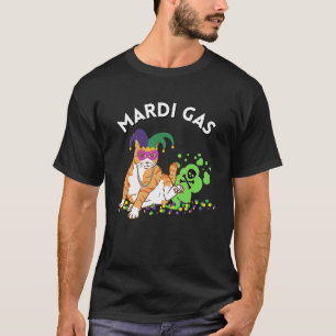 Camiseta Mardi Gras Meme Mardi Gras Cat com Miçangas e Gato