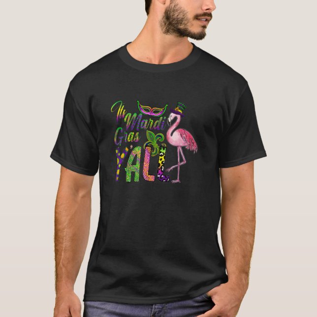 Camiseta Mardi Gras Men Flamingo Carnival Costume (Frente)