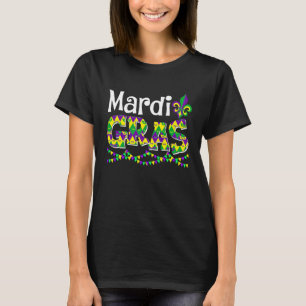 Camiseta Mardi Gras Men Mulher Cute Mask Mardi Gras Miçanga
