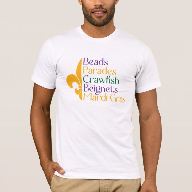 Camiseta Mardi Gras miçangas beignings de lagosta (Frente)
