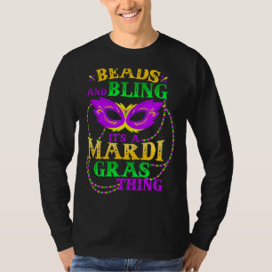 Camiseta Mardi Gras Miçangas e Bling É uma coisa de Mardi G