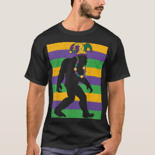 Camiseta Mardi Gras Miçangas Engraçado Sasquatch Yeti Homen
