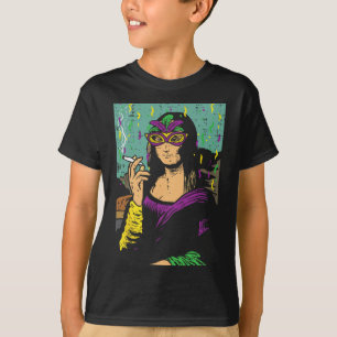 Camiseta Mardi Gras Mona Lisa Fumando Weed Stoner Gift