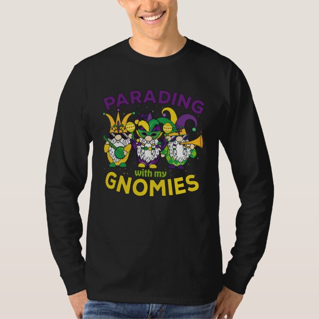 Camiseta Mardi Gras Music Gnomes Parading With My Gnomies C (Frente)