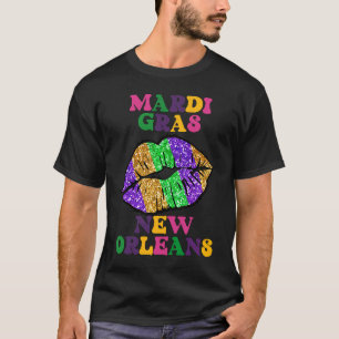 Camiseta Mardi Gras New Orleans Carnaval De Lábios Para Mul