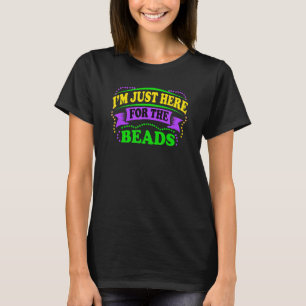 Camiseta Mardi Gras New Orleans Estou aqui pelas Miçangas