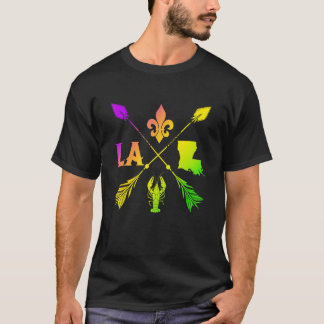 Camiseta Mardi Gras New Orleans Louisiana Map Crawfish Fleu