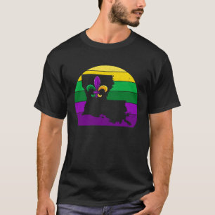 Camiseta Mardi Gras New Orleans Louisiana Map Roupa Men W