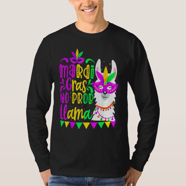 Camiseta Mardi Gras No Prob Llama Alpaca Funny Carnival Cos (Frente)