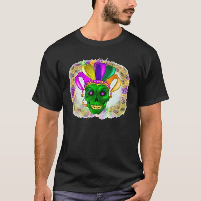 Camiseta Mardi Gras Ocidental Mask Happy Mardi Gras Skull M (Frente)