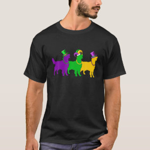 Camiseta Mardi Gras - Ouro Retriever Dog Bead Jester Funny