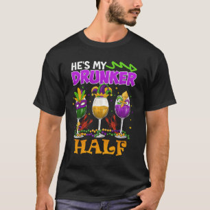 Camiseta Mardi Gras Outfit Ele é o meu Meia Carnaval Bêbado