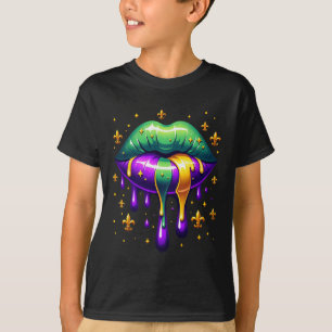 Camiseta Mardi Gras Outfit Homens Mulheres Mardi Gras Lip