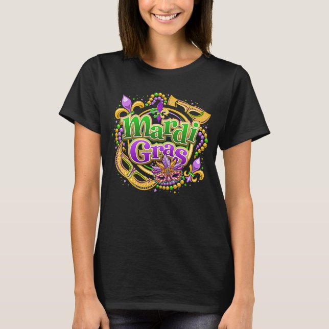 Camiseta Mardi Gras Para Mulheres Mardi Gras 2023 Carnaval (Frente)