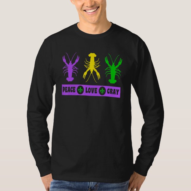 Camiseta Mardi Gras Parade Peace Love Crawfish Crayfish New (Frente)