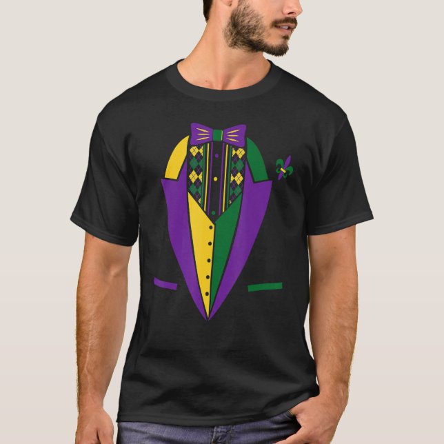 Camiseta Mardi Gras Party Fun Tuxedo New Orleans Festival (Frente)