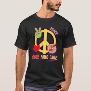 Camiseta Mardi Gras Peace Love King Cake Colorido Mardi Gra