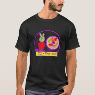 Camiseta Mardi Gras Peace Love King Cake Colorido Mardi Gra