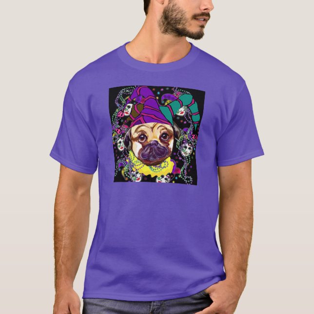CAMISETA MARDI GRAS PUG (Frente)