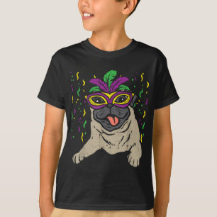Camiseta Mardi Gras Pug Cute Carnival Partido Pet Dog O
