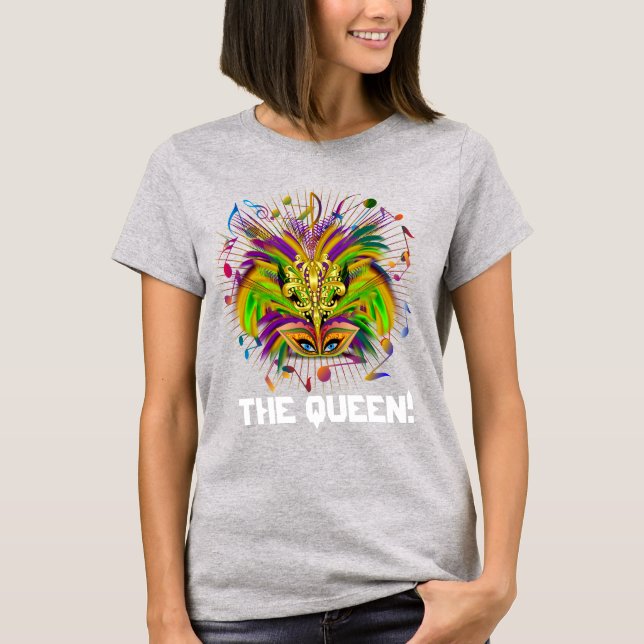 Camiseta Mardi Gras Queen Light View Notes Plse (Frente)